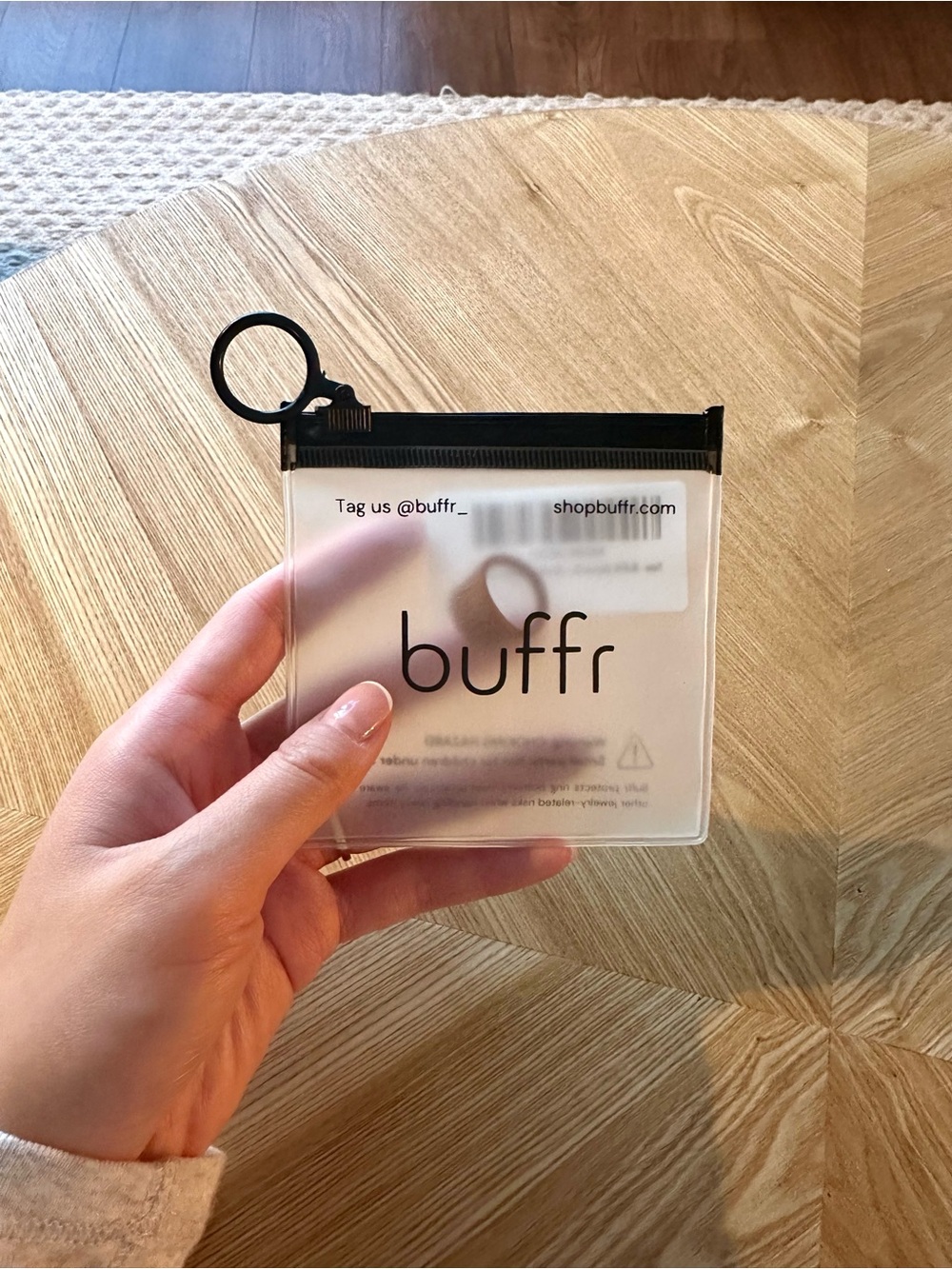 Buffr Clear Silicone Card Pouch with Black Zip Ring